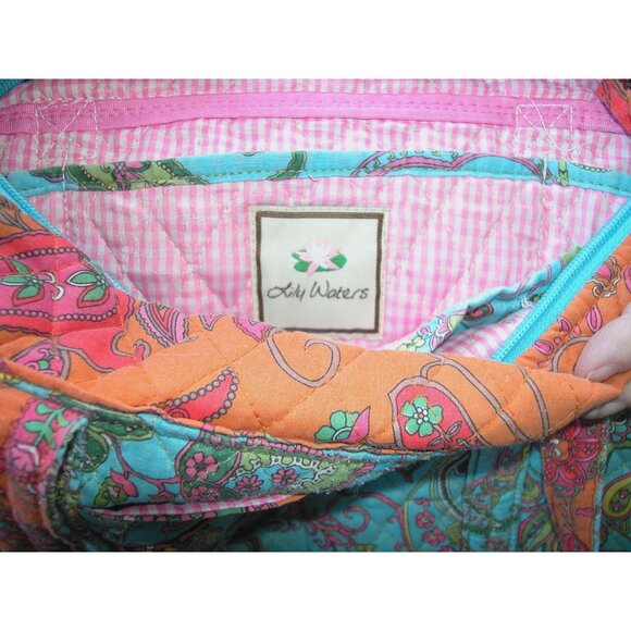 Lily Waters Quilted Paisley Tote Bag With Pink Lining - Picture 2 of 5